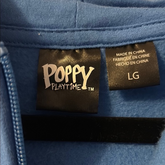 Blue Zip-Up Hoodie with Yellow Accents and Graphic Design - Picture 2 of 5